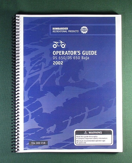 2002 Bombardier DS 650 Baja Owner’s Manual: With Protective Covers!