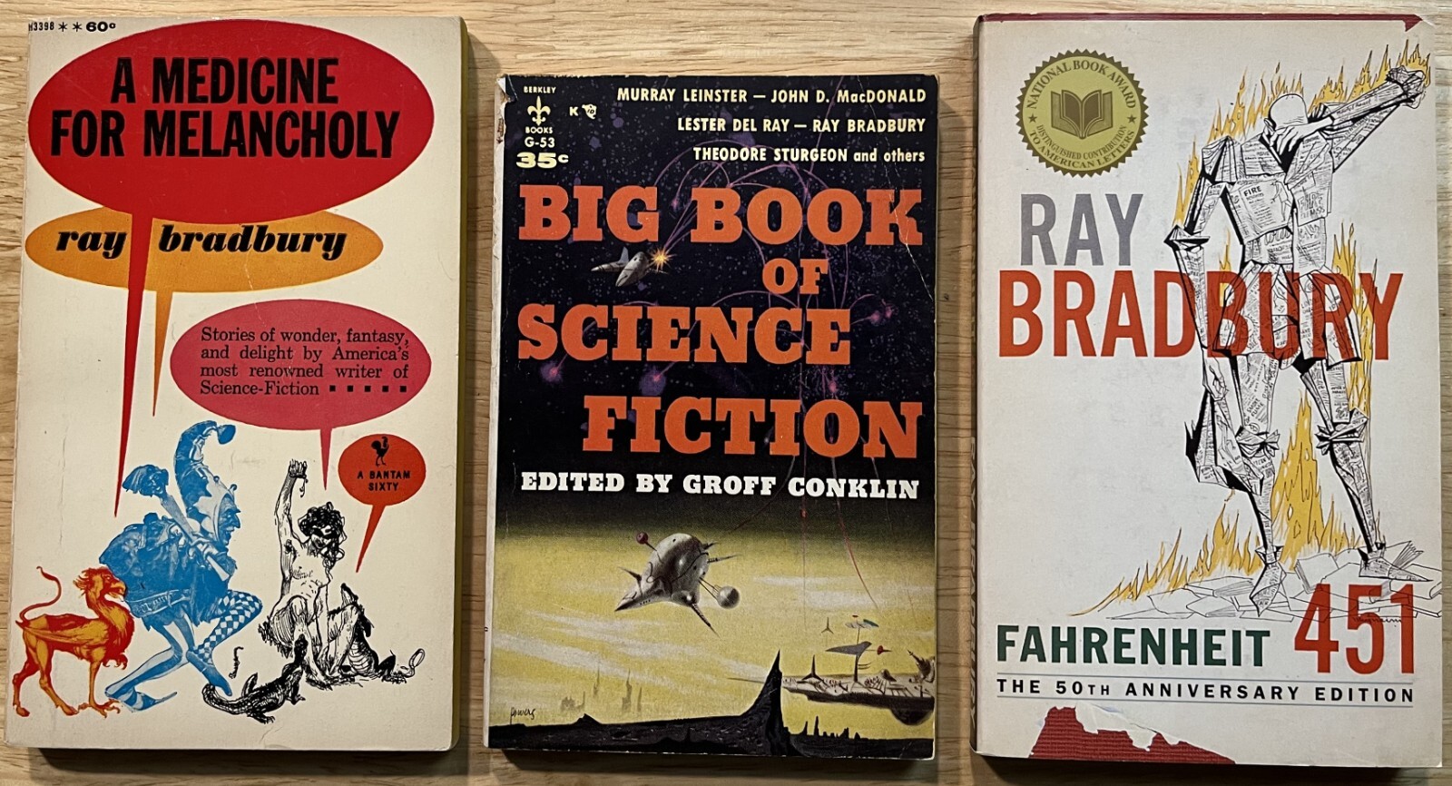 Lot of 3 Ray Bradbury: Medicine for Melancholy~Fahrenheit 451~Science Fiction~PB