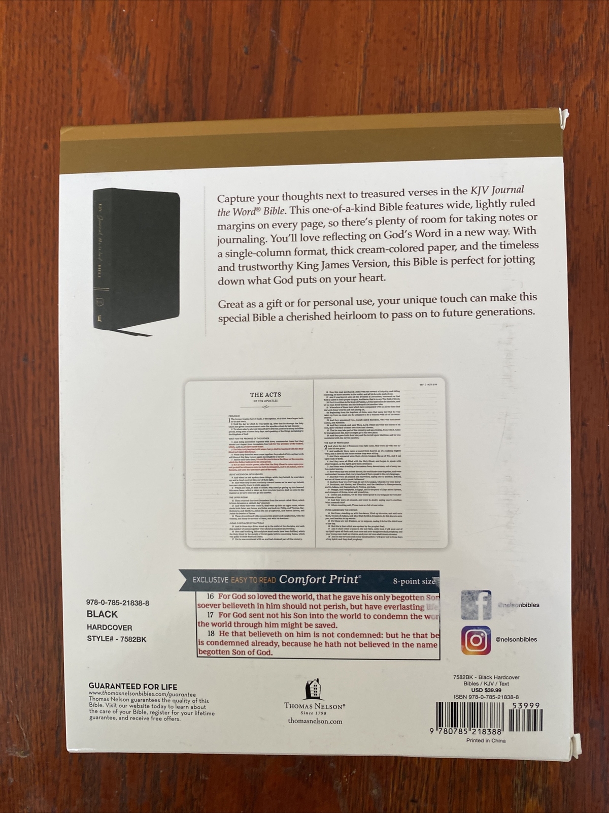 KJV Journal the Word Bible Red Letter Edition [Black] by Thomas Nelson (2018,…