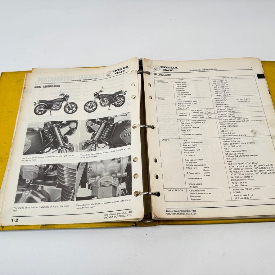 HONDA CB650 Shop Manual 1979 Official Service Repair Motorcycle Honda Motor Co.