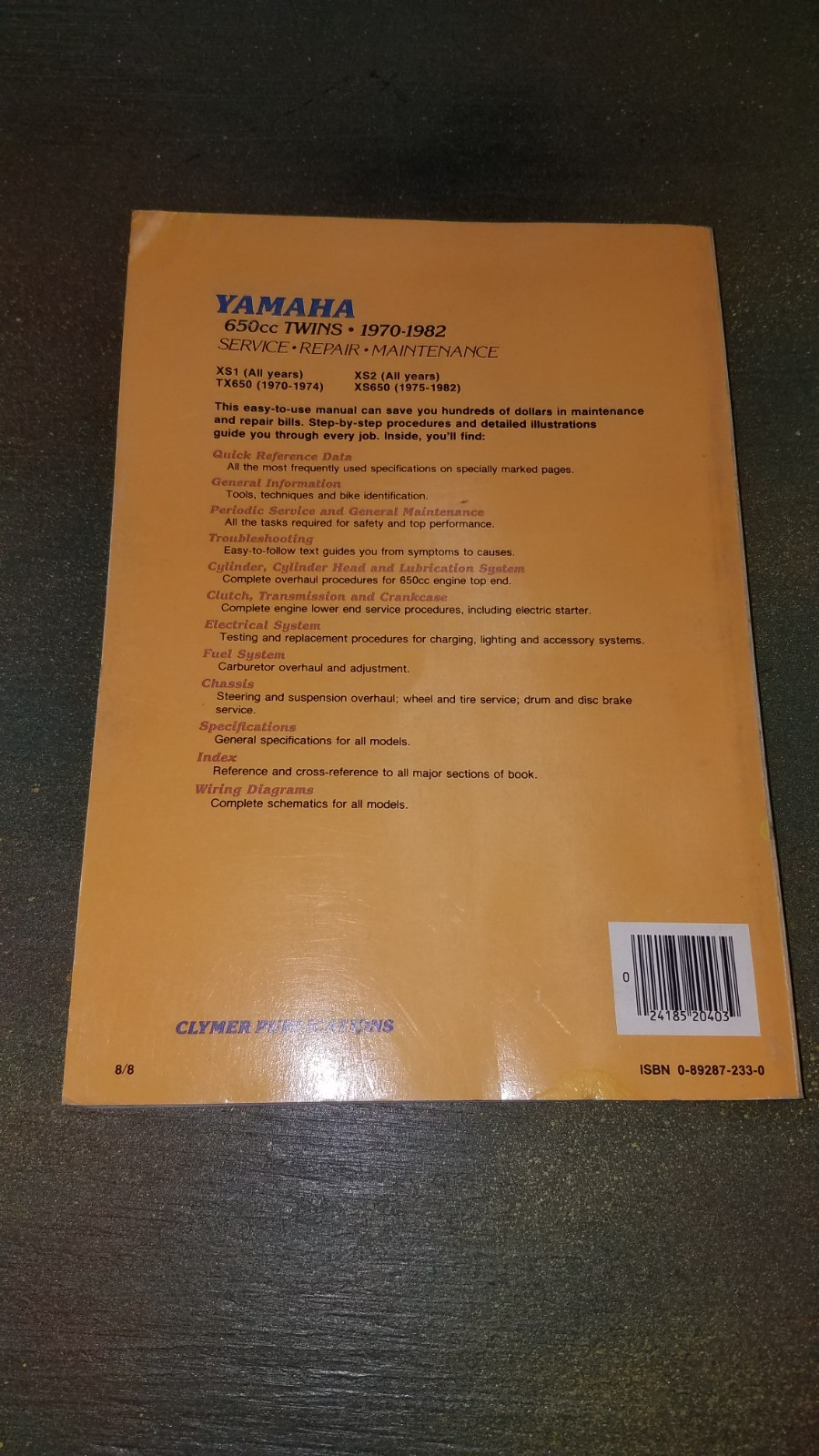 Clymer M403 Yamaha 650 Twins Service Repair & Performance Manual TX XS 650 Book