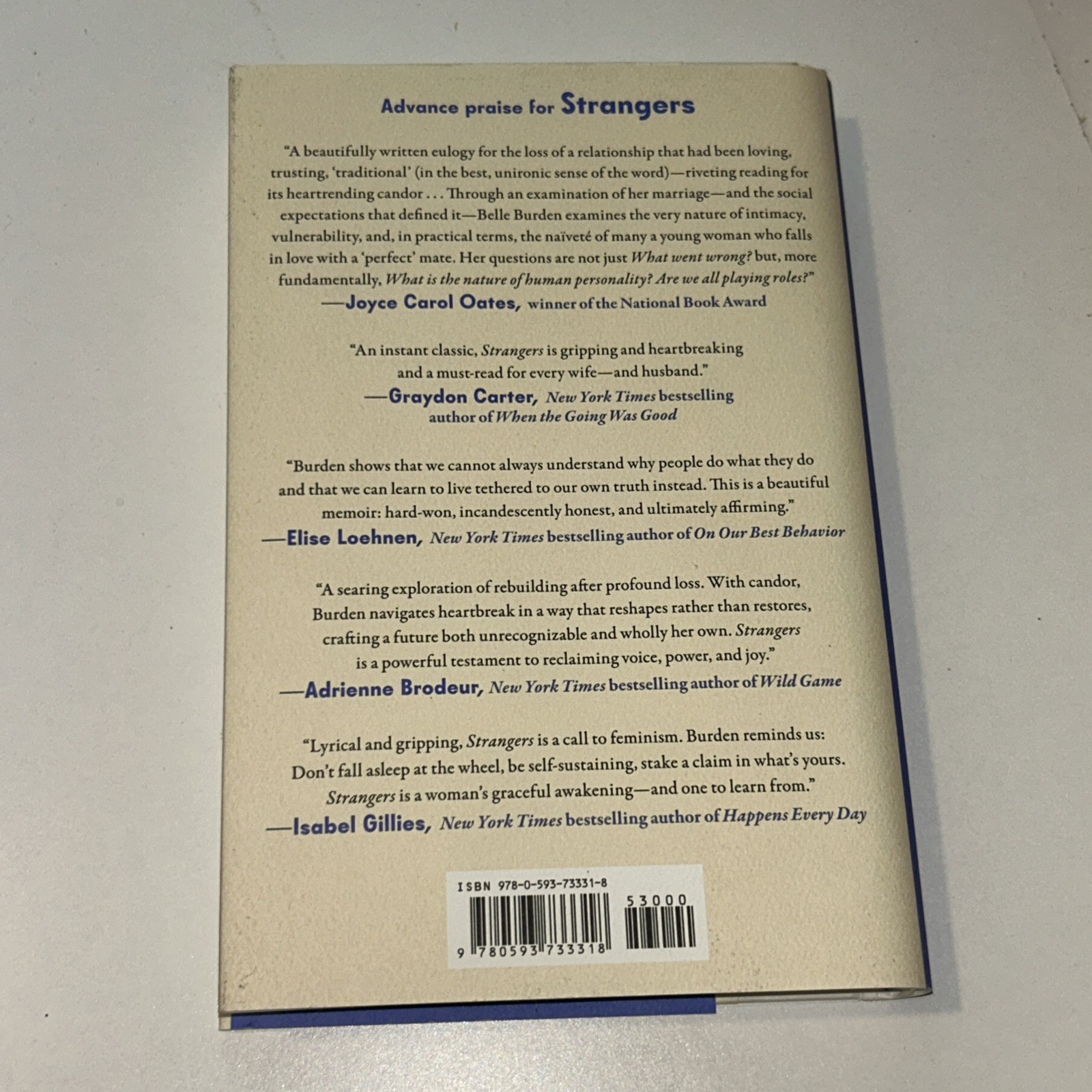 Strangers: A Memoir of Marriage, Burden, Belle . Hardcover. Used Good Conditions