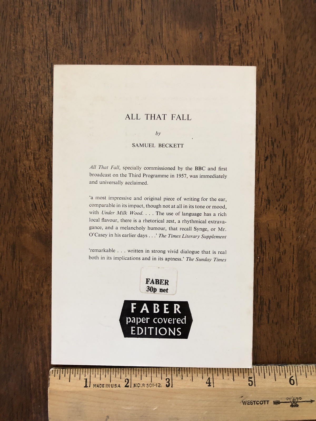 All That Fall by Samuel Beckett 1970 PB
