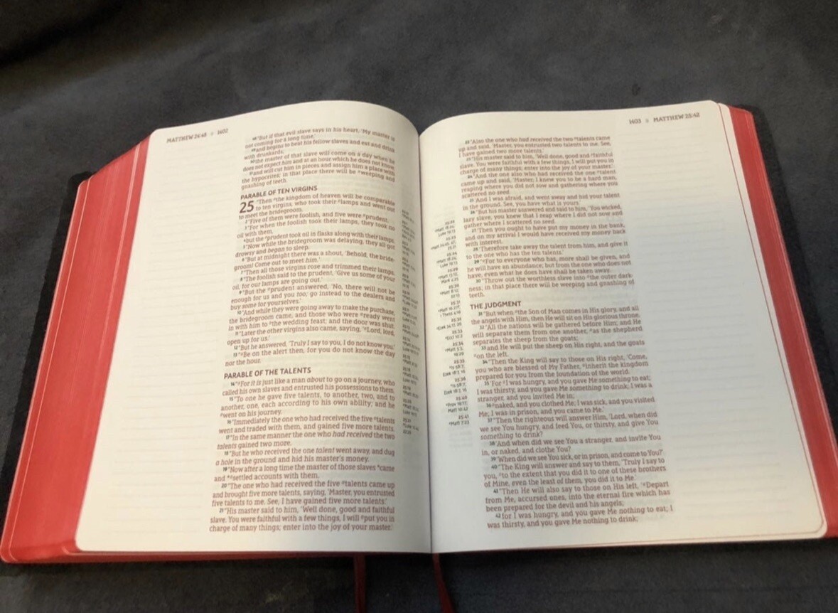 nasb journal the word New American Standard Black Leather Red Gilding Reference