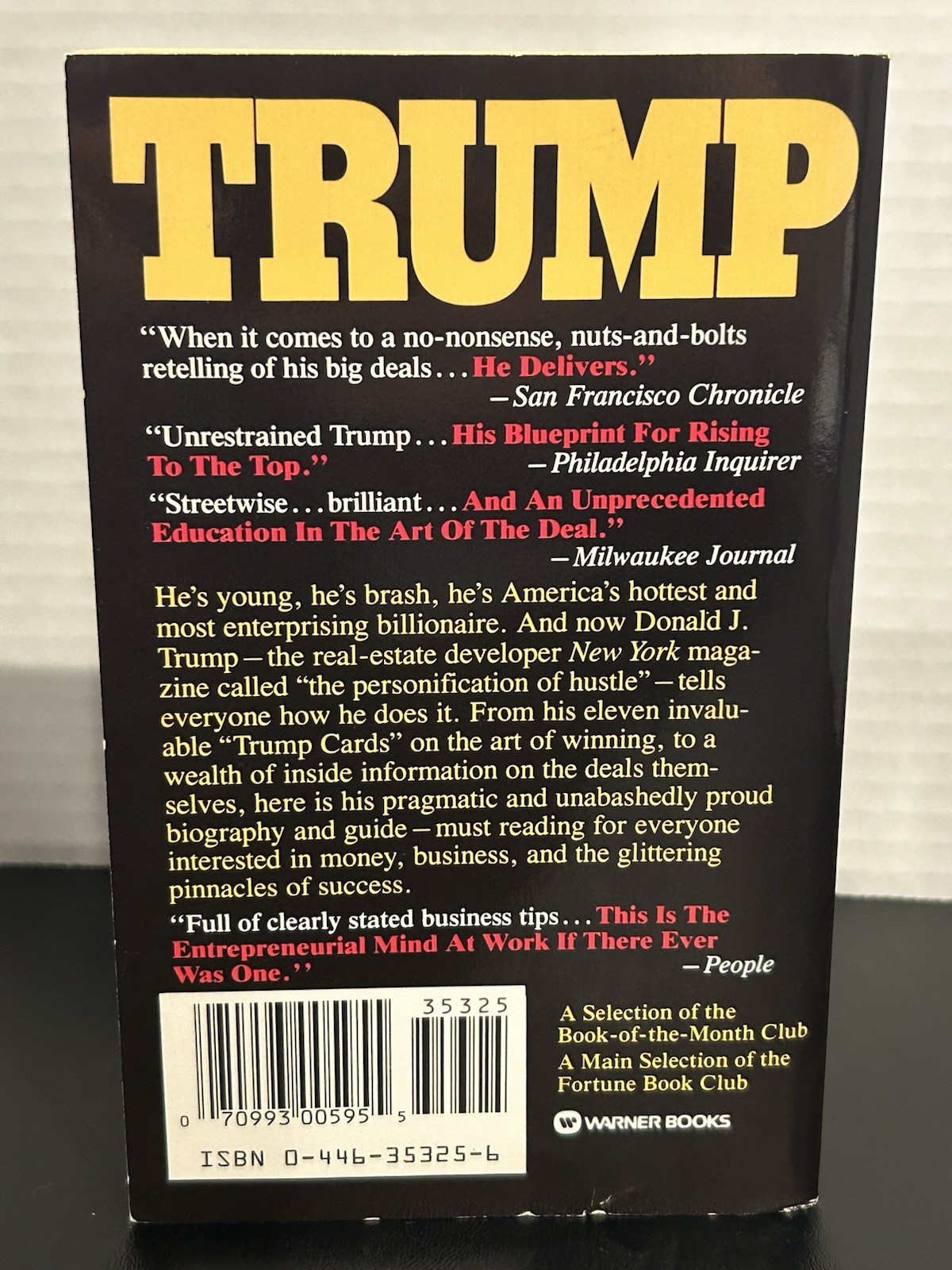 The Art of the Deal Donald J Trump First 1st Warner Books Edition Paperback 1989